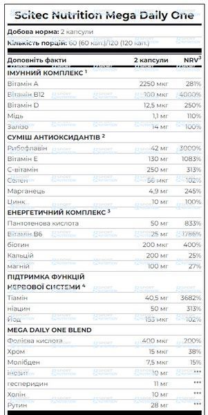Scitec Nutrition Mega Daily One Plus 60 капсул 5999100000346 фото