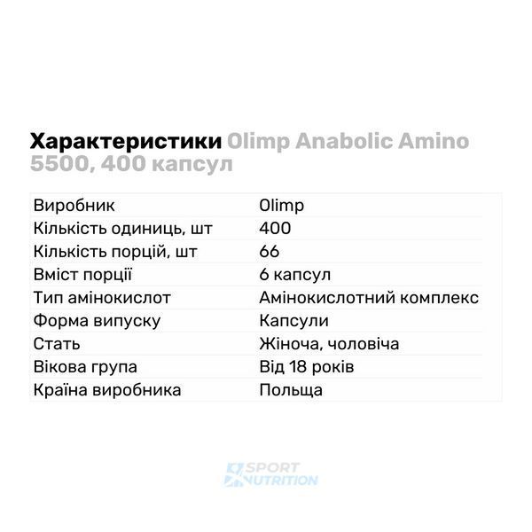 Амінокислота Olimp Anabolic Amino 5500 400 капсул 00050-01 фото