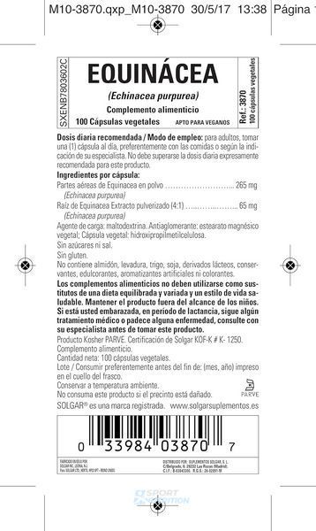 Ехінацея Solgar Echinacea Full Potency Herbs 100 капсул 2022-10-2993 фото