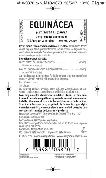 Эхинацея Solgar Echinacea Full Potency Herbs 100 капсул 2022-10-2993 фото