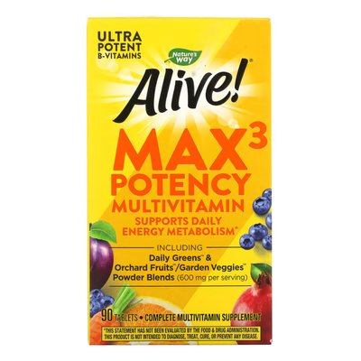 Мультивітаміни Nature's Way Alive! Max3 Potency Multivitamin (With Iron) 90 таблеток 2022-10-1050 фото