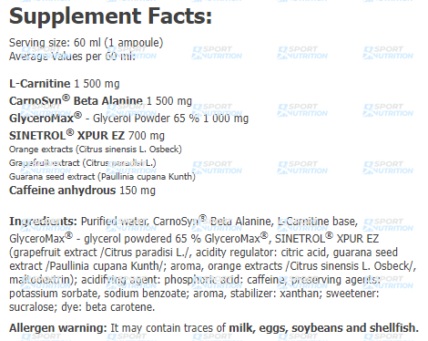 Жиросжигатель Amix L-Carnitine XFat 2 in 1 Shot 60 мл Fruity 818061 фото