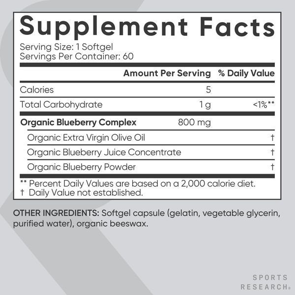Концентрат чорниці Sports Research Blueberry Concentrate 800 мг 60 капсул 2023-10-3445 фото