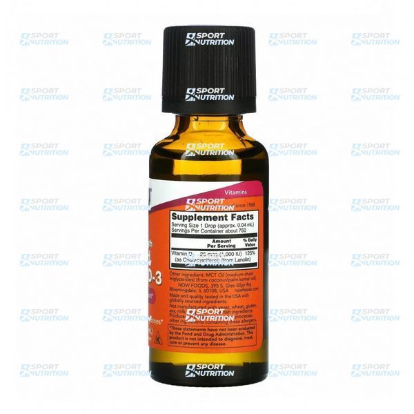Now Foods Liquid Vitamin D-3 30 мл (1fl oz) 2022-10-0660 фото
