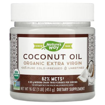 Кокосова олія Nature's Way Organic Extra Virgin Coconut Oil 16 oz 473 мл 2022-10-1090 фото