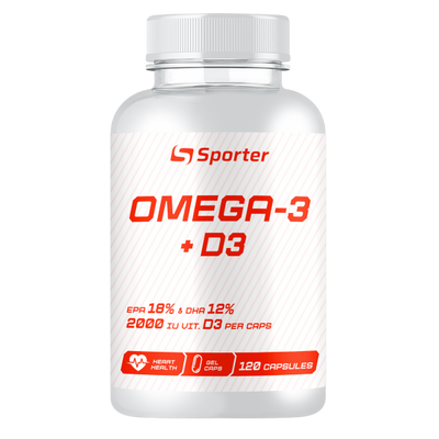 Sporter Omega 3 + D3 1000 мг (180 мг DHA/120 мг EPA) 120 капсул 819554 фото