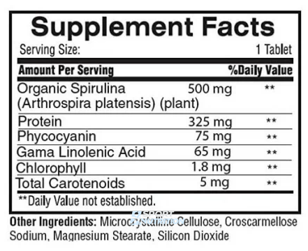 Спіруліна Earth's Creation Spirulina 500 mg 100 таблеток 820565 фото