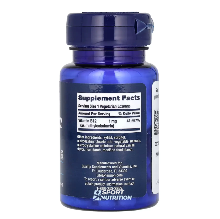 Life Extension Vitamin B12 Methylcobalamin 1 мг 60 леденцов 2022-10-1891 фото