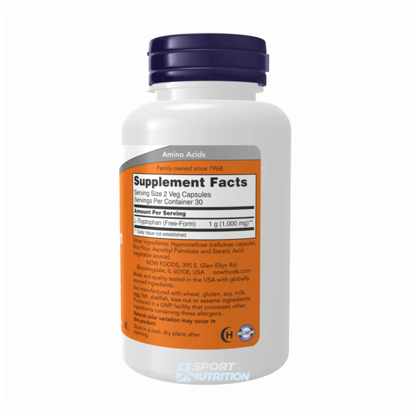 Now Foods L-Tryptophan Double Strength 1000 мг 60 таблеток 11593-01 фото