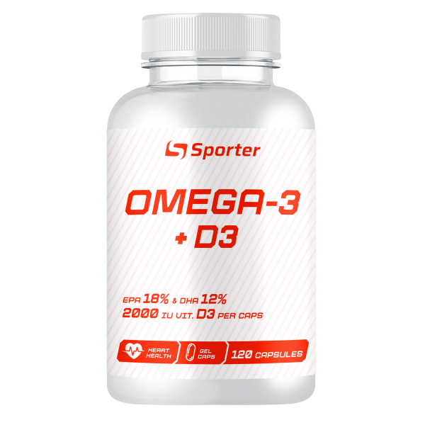 Sporter Omega 3 + D3 1000 мг (180 мг DHA/120 мг EPA) 120 капсул 819554 фото