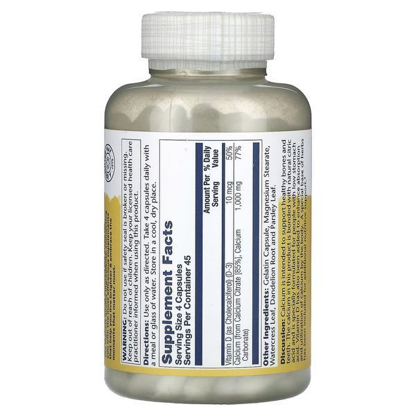 Цитрат кальцію з вітаміном Д3 Solaray Calcium Citrate with Vitamin D3 1000 мг 90 капсул 2022-10-2445 фото