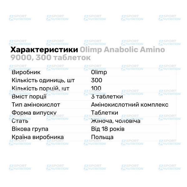 Аминокислота Olimp Anabolic Amino 9000 300 таблеток 00051-01 фото