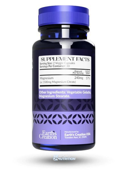 Earth's Creation Magnesium Citrate 60 капсул 821842 фото
