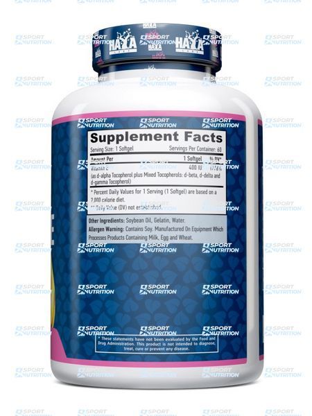 Haya Labs Vitamin E Mixed Tocopherols 400 IU 60 капсул 820434 фото