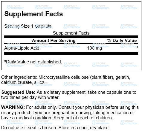 Альфа-липоевая кислота Swanson Alpha Lipoic Acid 100 мг 120 капсул 100-76-7937499-20 фото