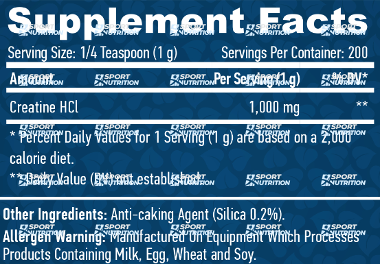 Креатин гидрохлорид Haya Labs Creatine HCL Sports 200 г 820247 фото