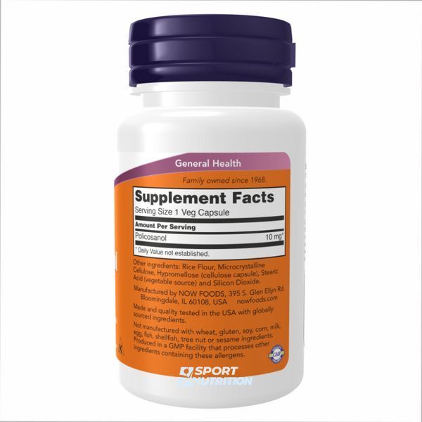 Полікозанол Now Foods Policosanol 10 мг 90 капсул 100-71-3449725-20 фото