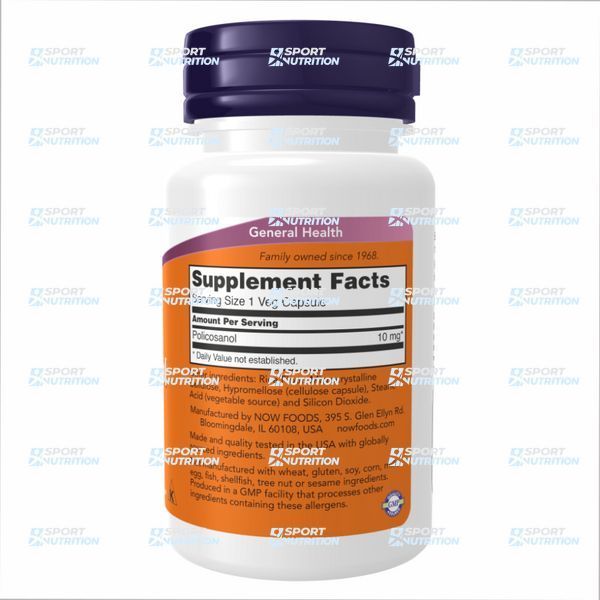 Поликозанол Now Foods Policosanol 10 мг 90 капсул 100-71-3449725-20 фото
