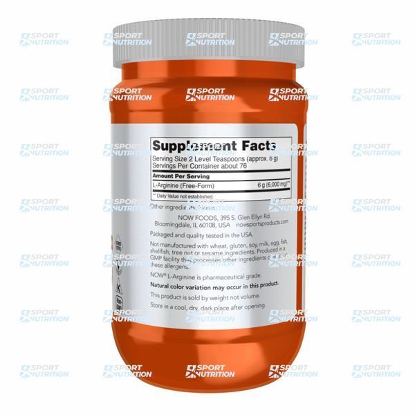 Аргинин NOW Foods L-Arginine Powder 454 г 2022-10-2309 фото