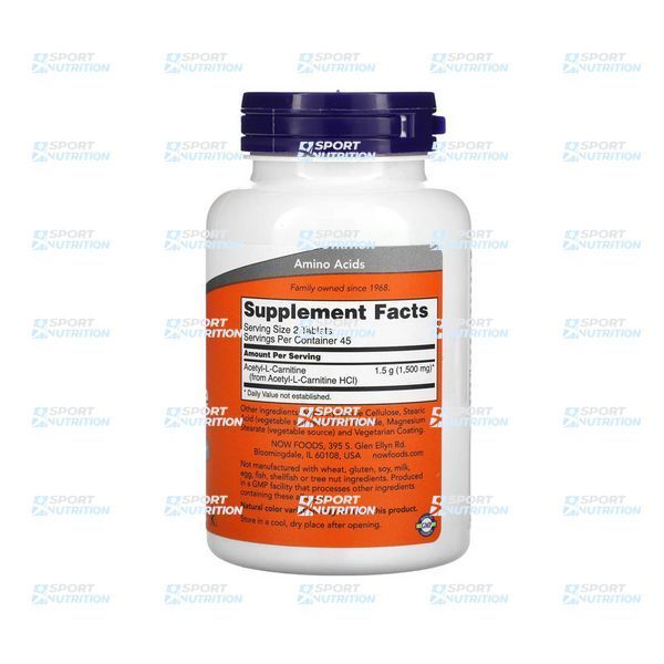 Жиросжигатель Now Foods Acetyl-L-Carnitine 750 мг 90 таблеток 18474-01 фото