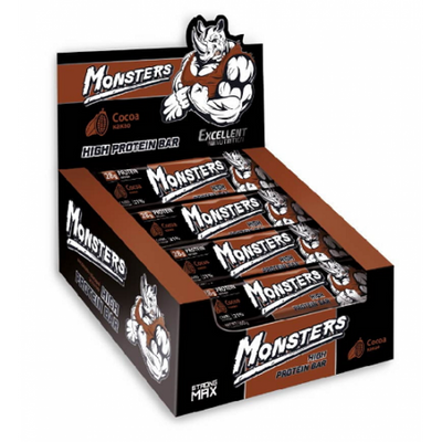 Monsters Протеиновый батончик Strong Max 80g Box 20шт Cocoa 100-76-8914391-20 фото
