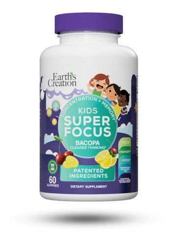 Вітаміни для пам'яті Earths Creation Kids Super Focus 60 жувальних цукерок 821832 фото