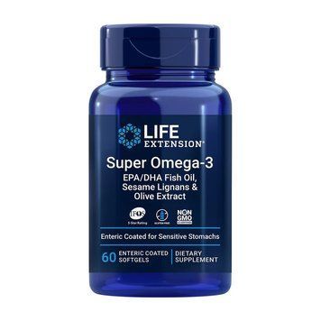 Life Extension Super Omega-3 Fish Oil Sesame Lignans & Olive Extract Enteric Coated 2000 мг (700 мг EPA /500 мг DHA) 60 капсул 2022-10-1941 фото