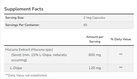 Мукуна пекуча Now Foods Dopa Mucuna 90 капсул 100-46-5847122-20 фото