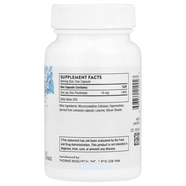 Піколінат цинку Thorne Zinc Picolinate 15 мг 60 капсул 2023-10-3062 фото