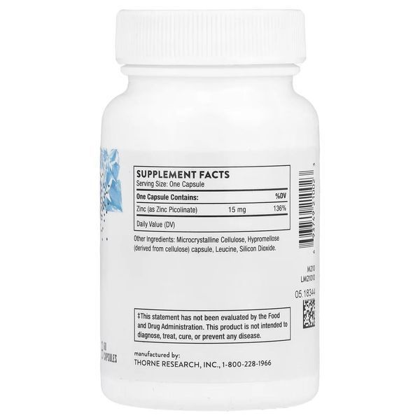 Пиколинат цинка Thorne Zinc Picolinate 15 мг 60 капсул 2023-10-3062 фото