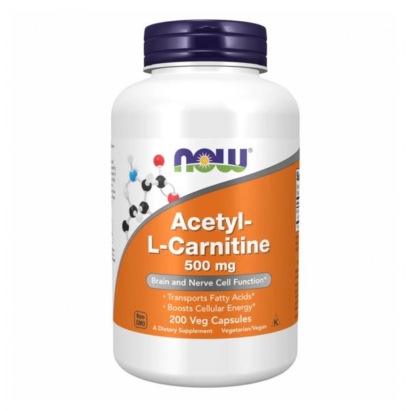 Жиросжигатель Now Foods Acetyl-L-Carnitine 500 мг 200 капсул 2022-10-0652 фото