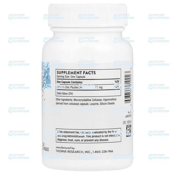 Пиколинат цинка Thorne Zinc Picolinate 15 мг 60 капсул 2023-10-3062 фото