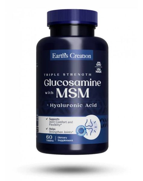 Earth`s Creation Triple Strength Glucosamine MSM plus Hyaluronic Acid 60 таблеток 820568 фото