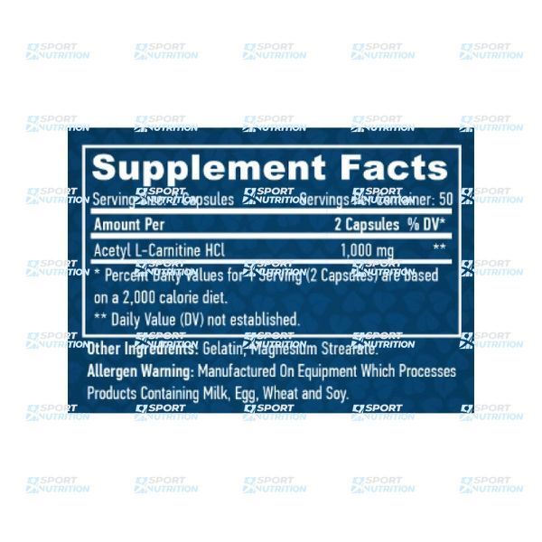 Жиросжигатель Haya Labs Acetyl L-Carnitine 1000 мг 100 капсул 818730 фото